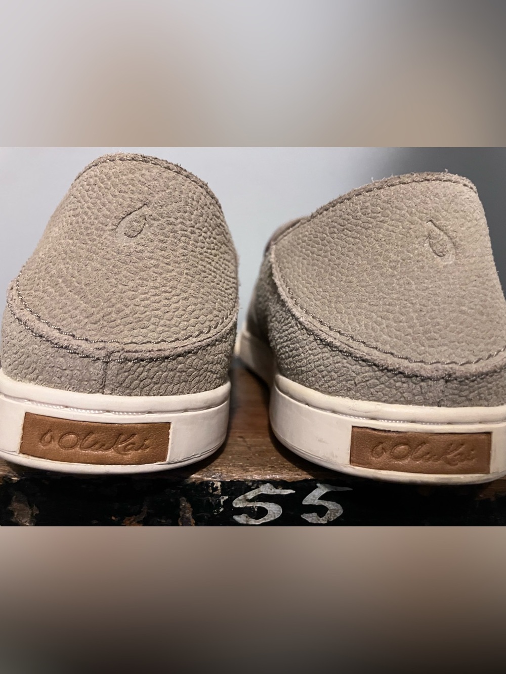 OluKai Pehuea Leather Slip-On Sneakers Clay - Picture 7 of 12